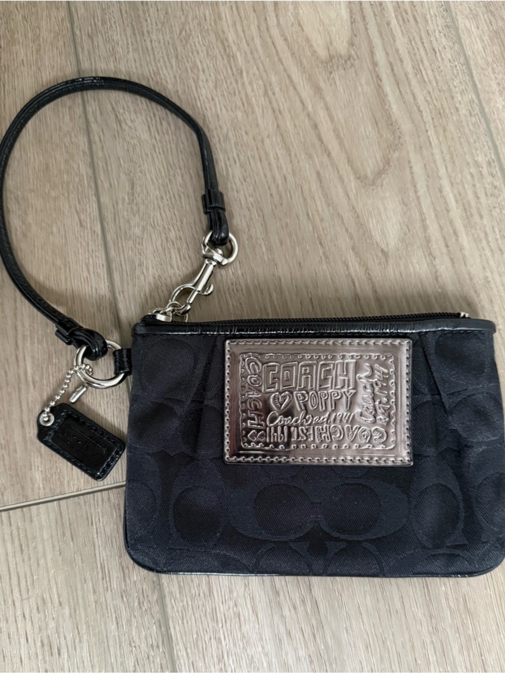 Coach Poppy Black Wristlet